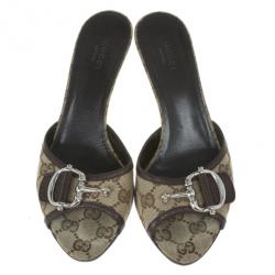 مملوكة مسبقًا Gucci Guccissima Canvas Horsebit Slides Size 37