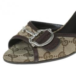 مملوكة مسبقًا Gucci Guccissima Canvas Horsebit Slides Size 37