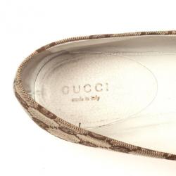 Pre Owned Gucci Guccissima Canvas Bamboo Tassel Ballet Flats Size 38.5