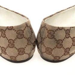 Pre Owned Gucci Guccissima Canvas Bamboo Tassel Ballet Flats Size 38.5