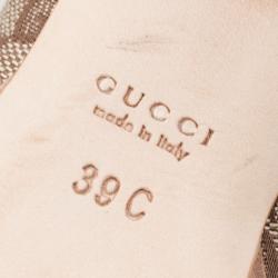 Pre Owned Gucci Guccissima Canvas Horsebit Peep Toe Platform Pumps Size 39