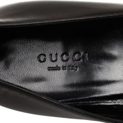 Pre Owned Gucci Black Leather Pointed Toe Pumps With Web Detail Size 39