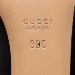 Pre Owned Gucci Black Leather Pointed Toe Pumps With Web Detail Size 39