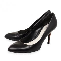 مملوكة مسبقًا Gucci Black Leather Animal Print Heel Pumps Size 37.5