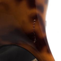 مملوكة مسبقًا Gucci Black Leather Animal Print Heel Pumps Size 37.5