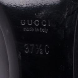 مملوكة مسبقًا Gucci Black Leather Animal Print Heel Pumps Size 37.5