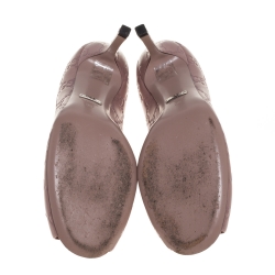 Gucci Pink Guccissima Leather Horsebit Peep Toe Pumps Size 38