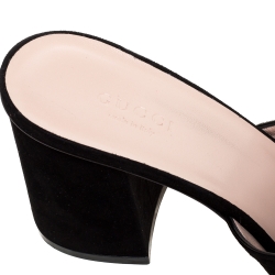 مملوكة مسبقًا Gucci Navy Blue Suede GG Marmont Fringed Slide Sandals Size 39