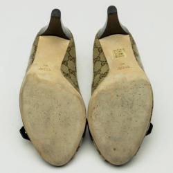 Pre Owned Gucci Guccisima Canvas 'GG' Peep Toe Pumps Size 40