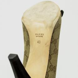 Pre Owned Gucci Guccisima Canvas 'GG' Peep Toe Pumps Size 40