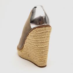 Pre Owned Gucci Beige Suede Peep Toe Espadrilles Wedges Size 38.5