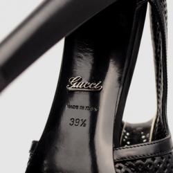 Gucci Black Leather 'Kim' Platform Open Toe Booties Size 39.5