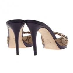 مملوكة مسبقًا Gucci GG Canvas New Hollywood Horsebit Slides Size 37.5