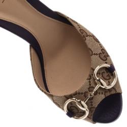 مملوكة مسبقًا Gucci GG Canvas New Hollywood Horsebit Slides Size 37.5