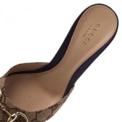 مملوكة مسبقًا Gucci GG Canvas New Hollywood Horsebit Slides Size 37.5