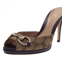 مملوكة مسبقًا Gucci GG Canvas New Hollywood Horsebit Slides Size 37.5