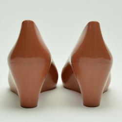Pre Owned Gucci Dark Peach Interlocking 'G' Mid Heel Wedge Sandals Size 36