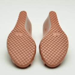 Pre Owned Gucci Dark Peach Interlocking 'G' Mid Heel Wedge Sandals Size 36