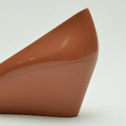 Pre Owned Gucci Dark Peach Interlocking 'G' Mid Heel Wedge Sandals Size 36