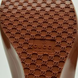 Pre Owned Gucci Dark Peach Interlocking 'G' Mid Heel Wedge Sandals Size 36