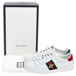 مملوكة مسبقًا Gucci White Leather Ace Web Low Top Sneakers Size 38