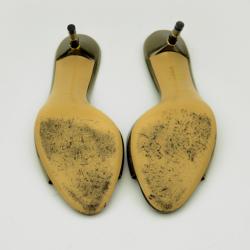 مملوكة مسبقًا Gucci Bronze Leather Bamboo Heel Mules Size 38.5