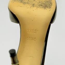 مملوكة مسبقًا Gucci Bronze Leather Bamboo Heel Mules Size 38.5