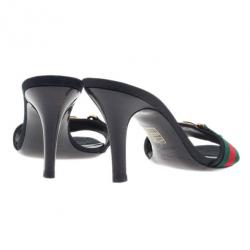 مملوكة مسبقًا Gucci Black Guccissima Web Detail Hysteria Slides 35.5