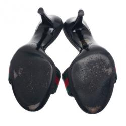 مملوكة مسبقًا Gucci Black Guccissima Web Detail Hysteria Slides 35.5