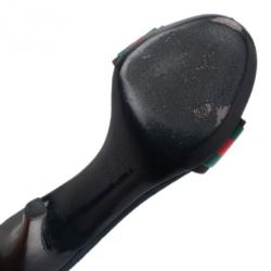 مملوكة مسبقًا Gucci Black Guccissima Web Detail Hysteria Slides 35.5