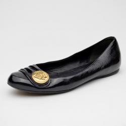 Pre Owned Gucci Black Patent Hysteria Ballet Flats Size 37.5