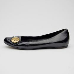 Pre Owned Gucci Black Patent Hysteria Ballet Flats Size 37.5