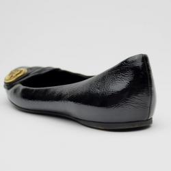Pre Owned Gucci Black Patent Hysteria Ballet Flats Size 37.5