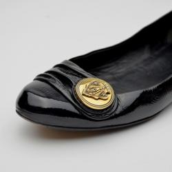 Pre Owned Gucci Black Patent Hysteria Ballet Flats Size 37.5