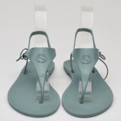 مملوكة مسبقًا Gucci Blue Katina Bio-Plastic Rubber Thong Sandals Size 38