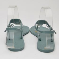 مملوكة مسبقًا Gucci Blue Katina Bio-Plastic Rubber Thong Sandals Size 38