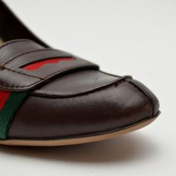 مملوكة مسبقًا Gucci Brown Leather Loafer Pumps Size 37.5