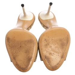 مملوكة مسبقًا Gucci Beige GG Canvas Open Toe Slide Sandals Size 38.5