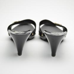 Pre Owned Gucci Black Patent 'Icon Bit' Clog Slides Size 37