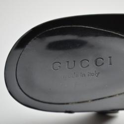 Pre Owned Gucci Black Patent 'Icon Bit' Clog Slides Size 37
