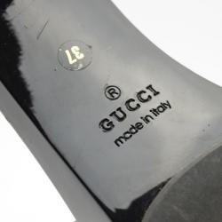Pre Owned Gucci Black Patent 'Icon Bit' Clog Slides Size 37