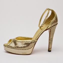 مملوكة مسبقًا Gucci Metallic Platform Sandals Size 37.5