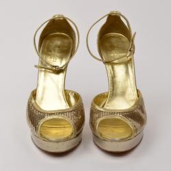 مملوكة مسبقًا Gucci Metallic Platform Sandals Size 37.5