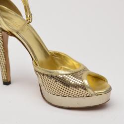مملوكة مسبقًا Gucci Metallic Platform Sandals Size 37.5