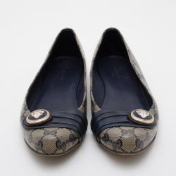 مملوكة مسبقًا Gucci Navy Crystal Hysteria Ballet Flats Size 37.5
