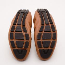 Pre Owned Gucci Brown Leather Horsebit Drivers Size 37