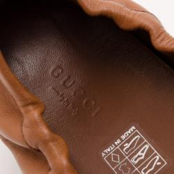 Pre Owned Gucci Brown Leather Horsebit Drivers Size 37