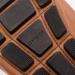 Pre Owned Gucci Brown Leather Horsebit Drivers Size 37
