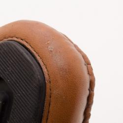 Pre Owned Gucci Brown Leather Horsebit Drivers Size 37