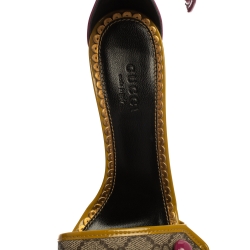 Pre Owned صندل غوتشى هيرليث جلد لامع وكانفاس سوبريم جى جى متعدد الألوان مقاس 35